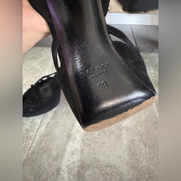GUCCI SUEDE HEEL SHOES PEEP TOE - Picture 7 of 12